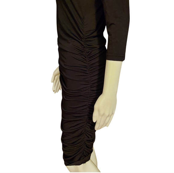 Selected Femme Vita 3/4 Sleeve Ruched Side Bodycon Dress - Picture 6 of 15